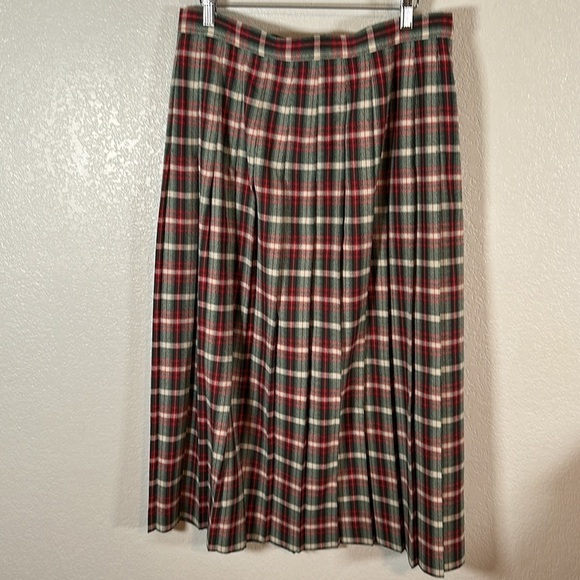 Susan Bristol Vintage Plaid Pleated Wrap Maxi Skirt English Holiday Size 10 - Picture 4 of 9
